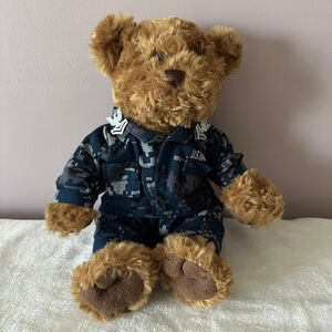 Boys U.S. Navy Military Teddy Bear Plush Brown Blue Camo Stuffed Animal 9”